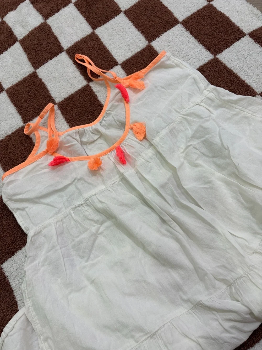 aerie White Swim Coverup with Peach Trim